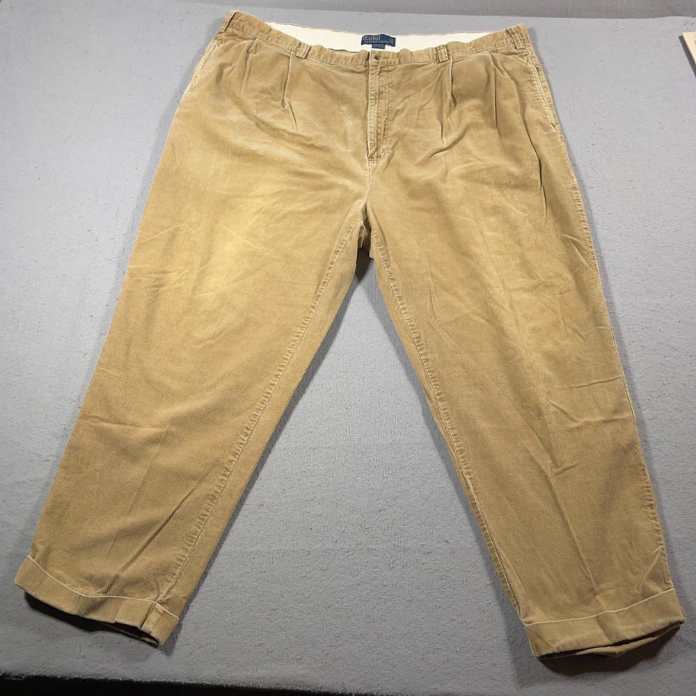 Polo Ralph Lauren Pants Men‎ 38x30 Beige Corduroy Pleated Front Classic Fit
